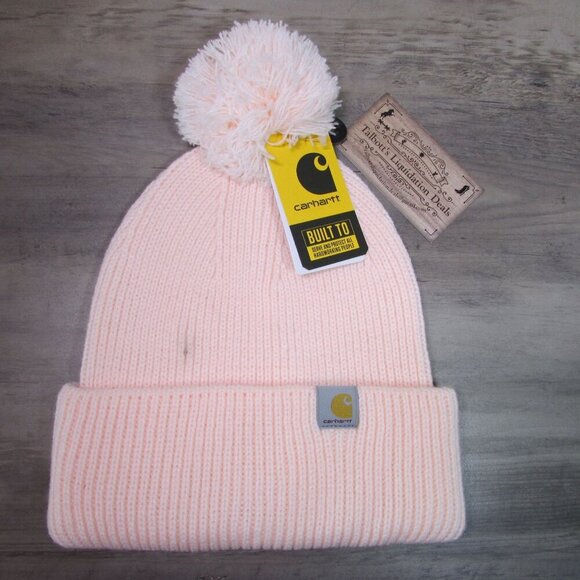 Carhartt Knit Pom Pom Cuffed Beanie Stocing Cap Georgia Peach AH6003 - Picture 1 of 4